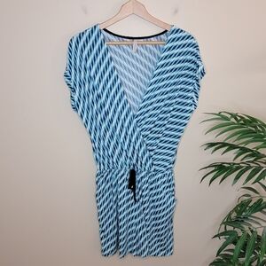 Gilli | Turquoise Navy White Geometric Print Romper Size Large
